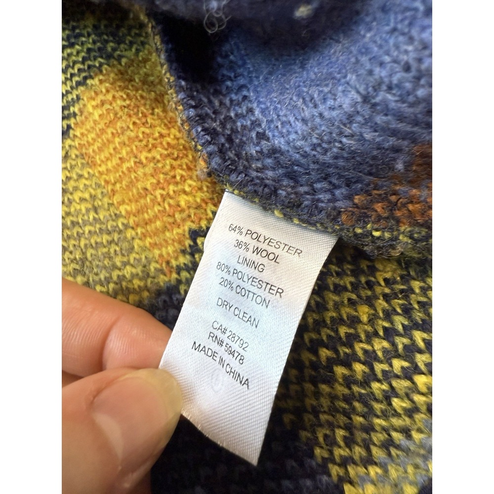 House Of‎ Harlow 1960 Cropped Jacket Flannel Shacket | Blue Yellow | Size Medium - Picture 9 of 16